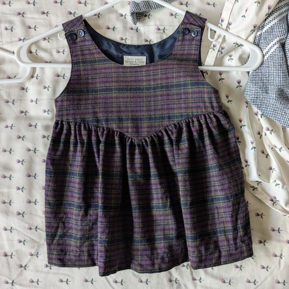 Vintage Laura Ashley Mother and Child wool blend "Viyella" plaid dress / UK 90s
